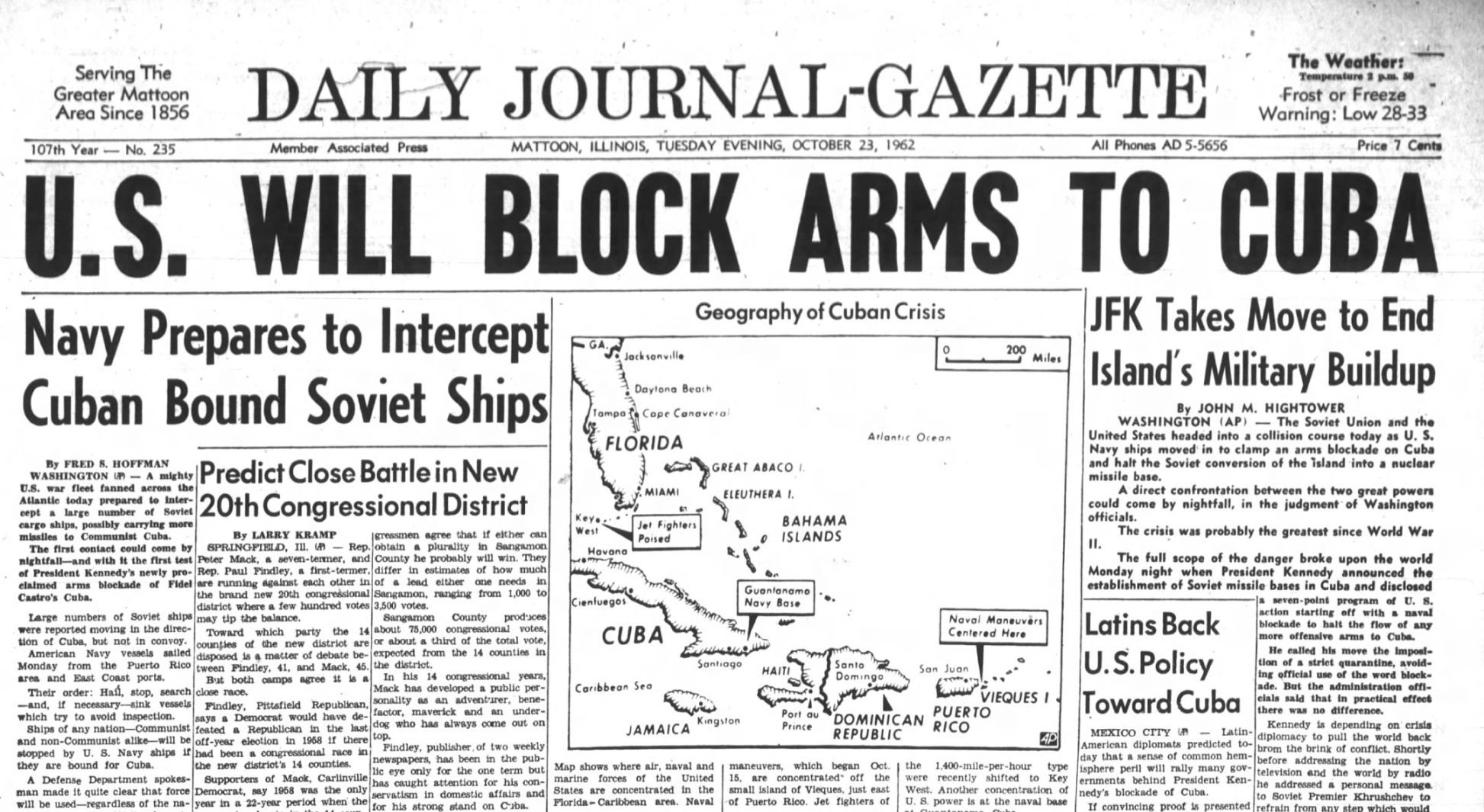 October 23, 1962 - Cuban Missile Crisis